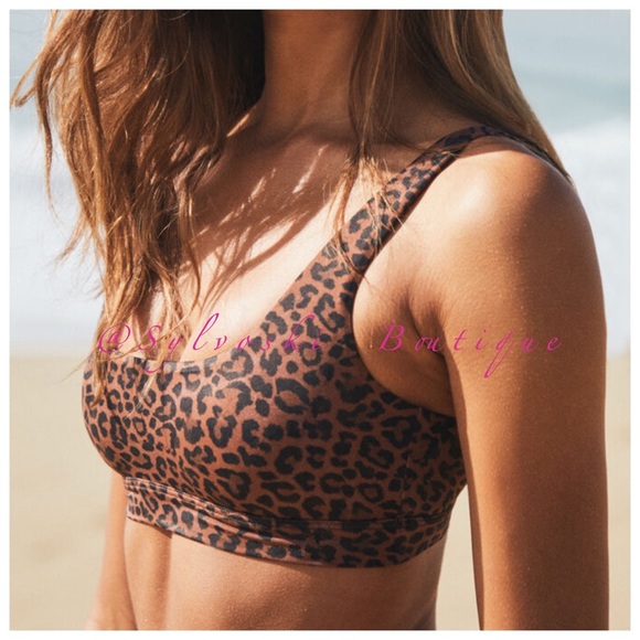 🔥 LA Hearts Leopard Cropped Bikini Top Set NWT - Picture 6 of 14